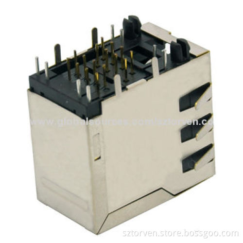 RJ Side Entry 2x1 LED Jack, 0.23 Thickness Brass with Nickel Plating, Available in 2x1-2x8 Pole